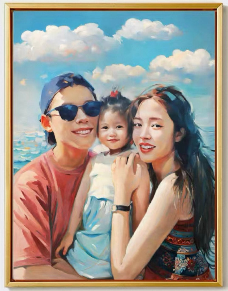 Custom family oil painting