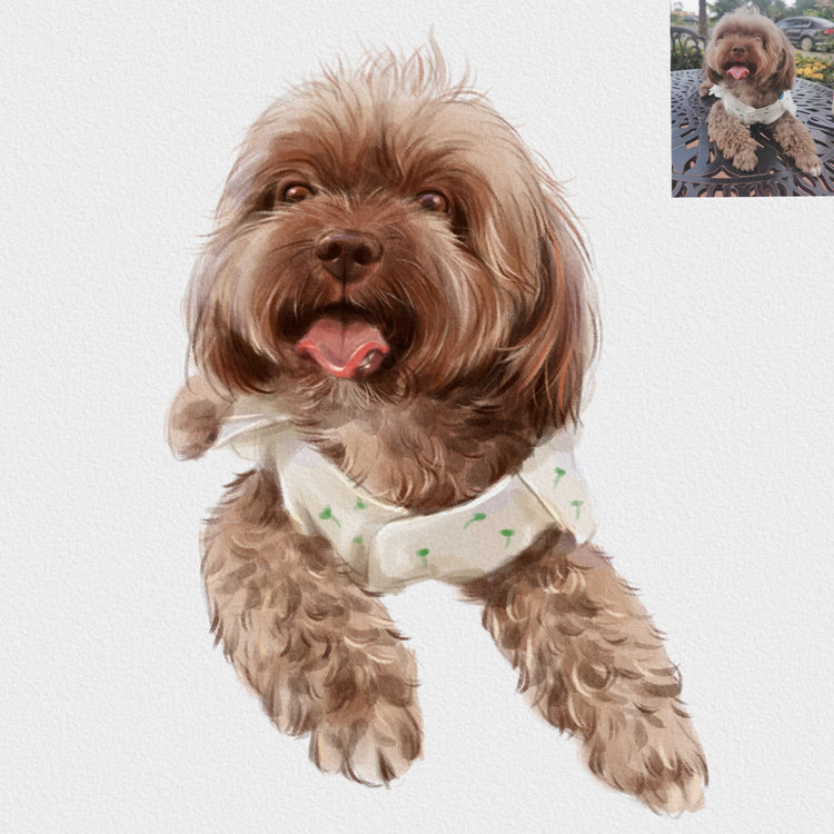 Semi Realistic Pet Pet Memorial Art Custom Pet Portrait Dog Mom Gift Hand Painted Pet