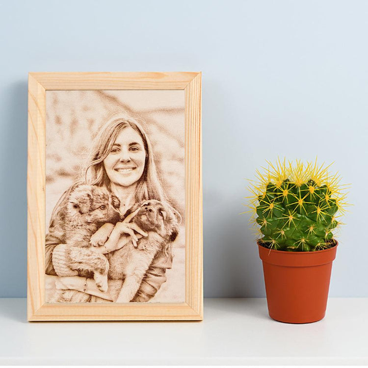 Custom Engraved Wood Pet Portrait - Custom with Photos - Petomise NZ