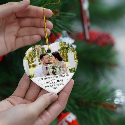 Custom ceramic heart ornament made as a Christmas gift