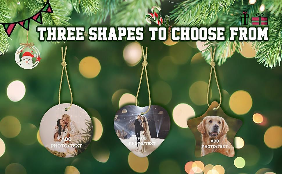 Personalized heart-shaped ceramic Christmas ornament