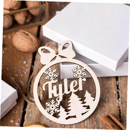 Personalized wooden reindeer Christmas ornament with custom name