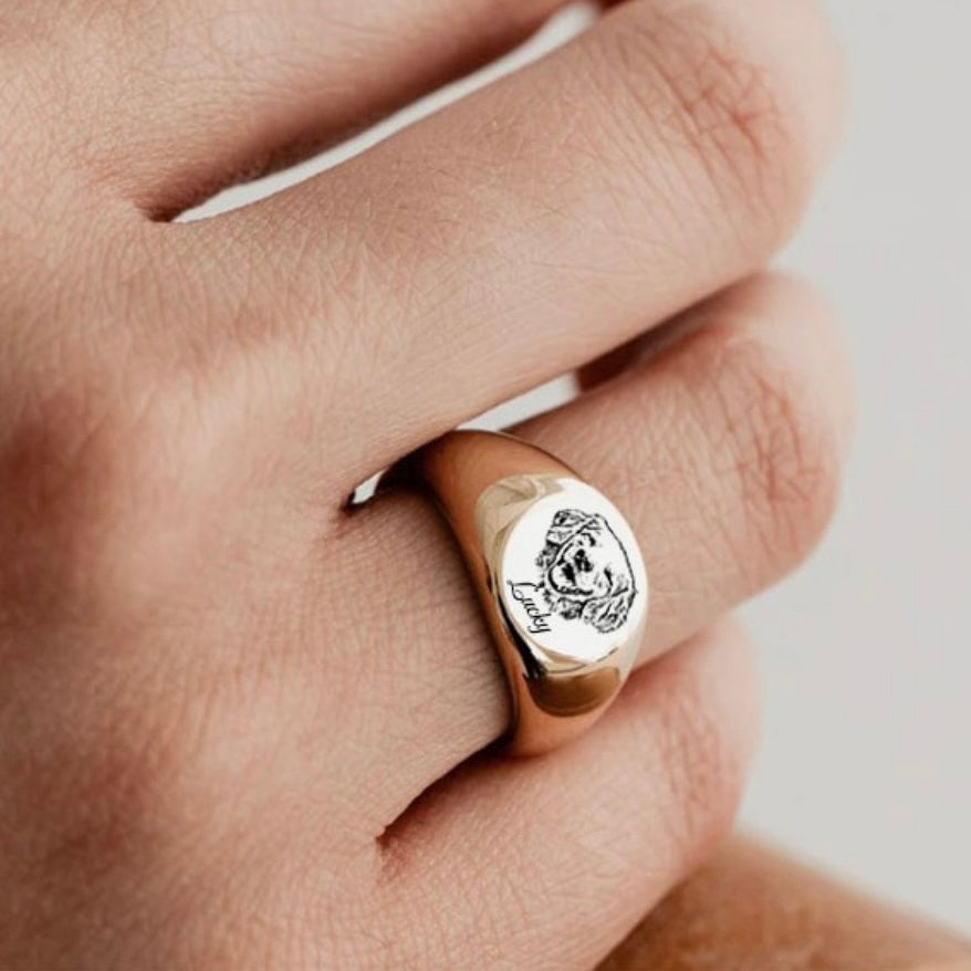 Custom engraved pet name ring