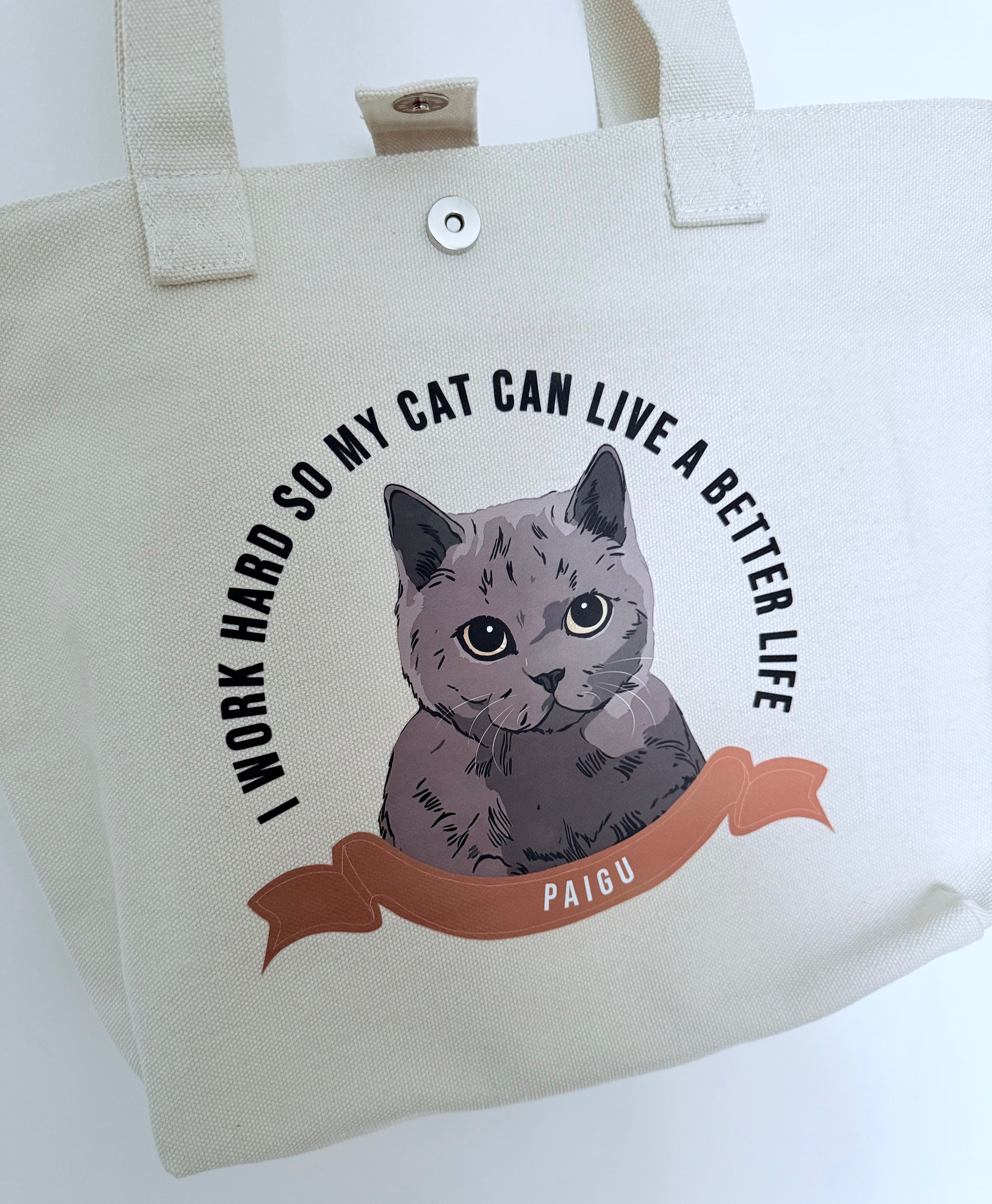 Custom Pet Face Tote Bag - Personalized Photo Print Cotton Tote - Perfect Dog/Cat Memorial Gift