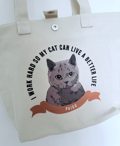 Custom Pet Face Tote Bag - Personalized Photo Print Cotton Tote - Perfect Dog/Cat Memorial Gift