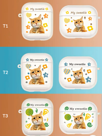 Funny pet portrait AirPods cover