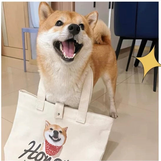 Human Best friend Dog/cat face tote bag