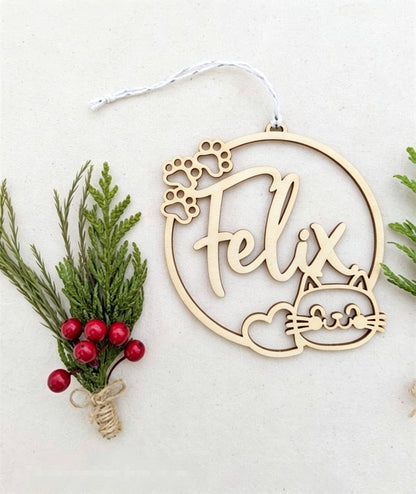 Personalized Wooden Christmas Ornament – Custom Name Snowflake Reindeer Bauble