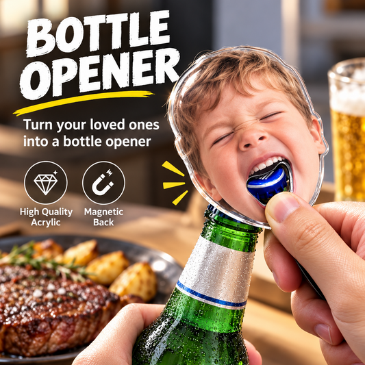 Custom face bottle opener and fridge magnet