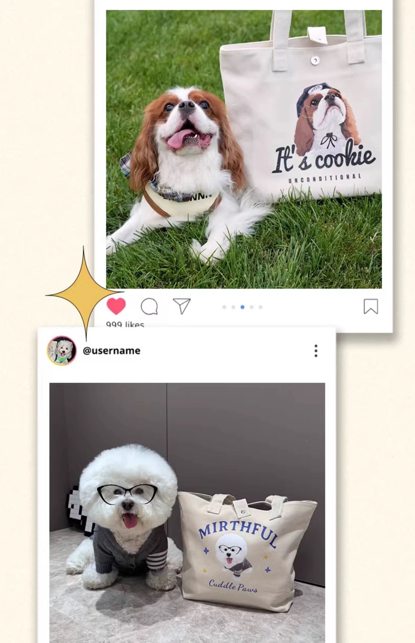 Personalized different tote bag with custom cartoon pet face