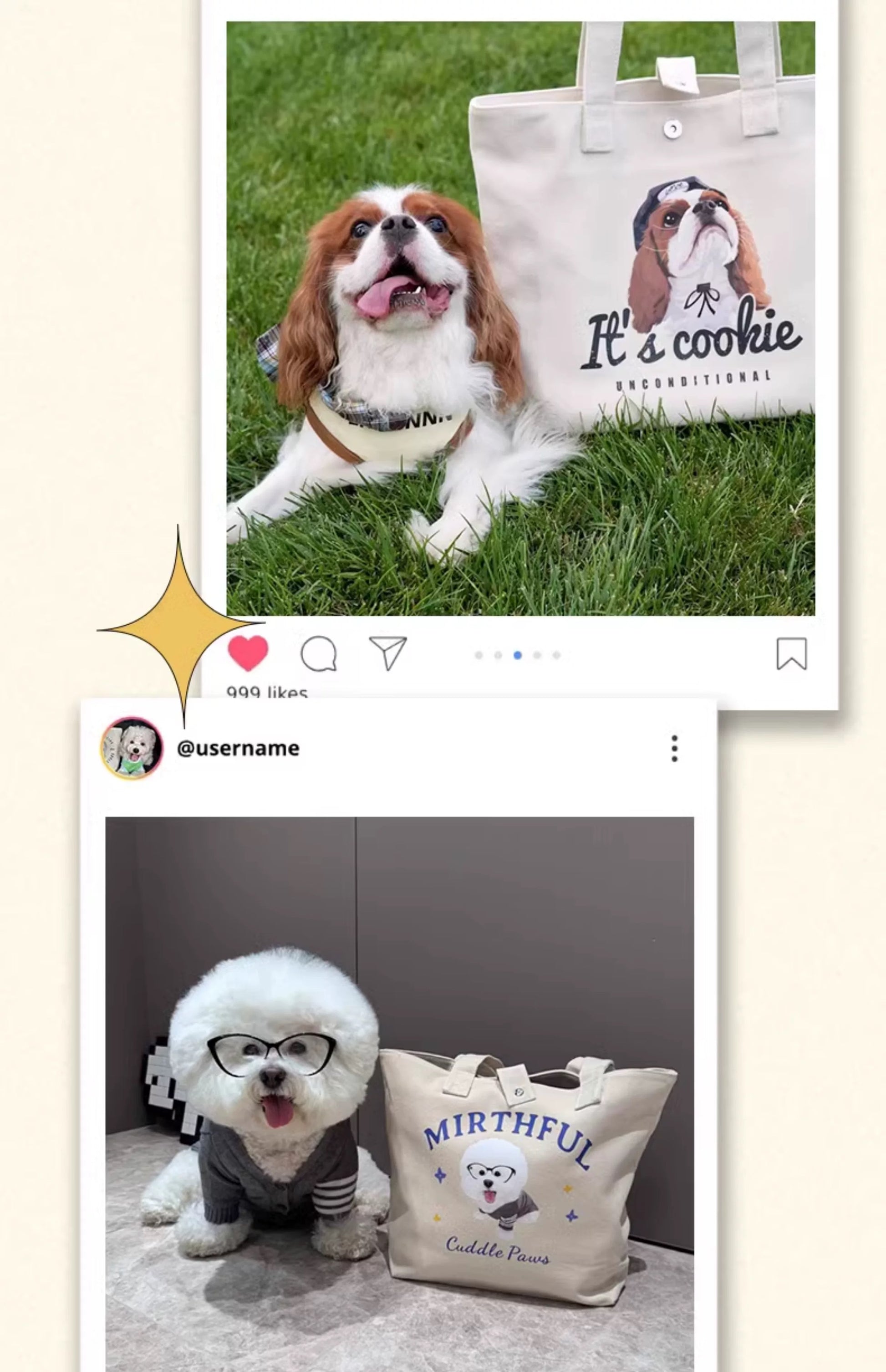 Personalized different tote bag with custom cartoon pet face