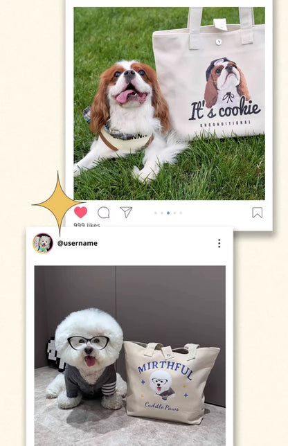 Personalized different tote bag with custom cartoon pet face