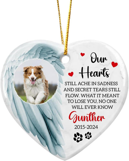 Personalized ceramic heart ornament honoring a beloved pet