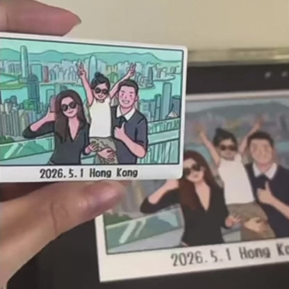 Personalized Cartoon 3D Ceramic Fridge Magnet – Custom Photo Travel Souvenir & Family Keepsake