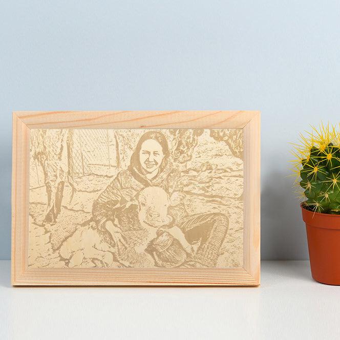 Custom Engraved Wood Pet Portrait - Custom with Photos - Petomise NZ