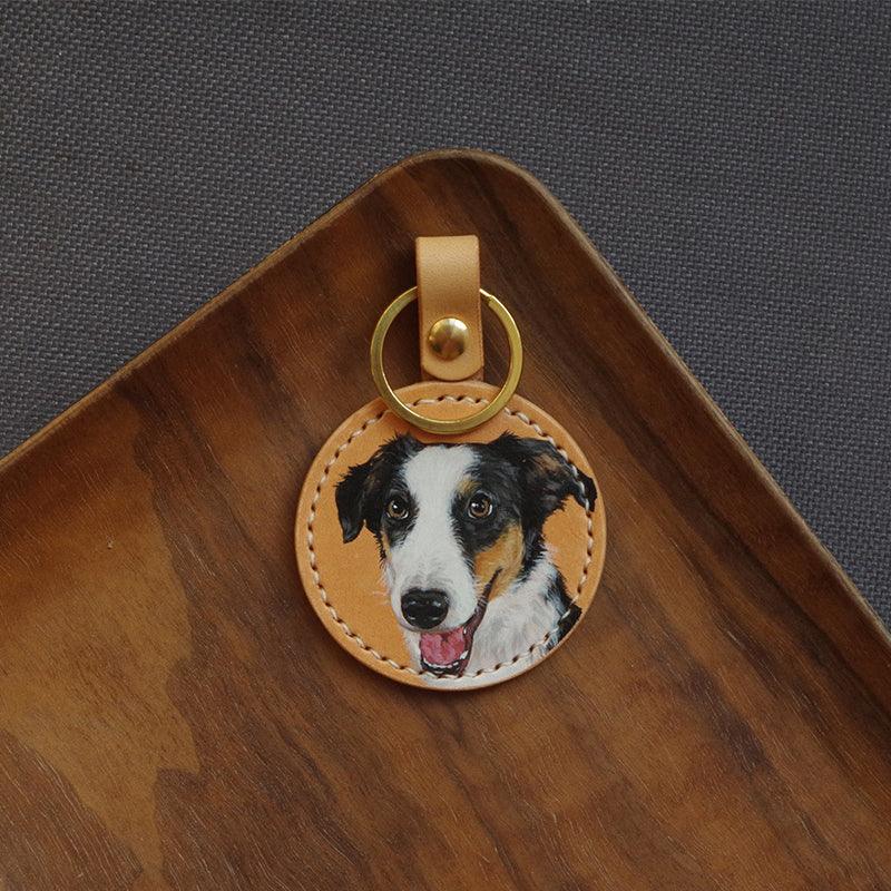 Carved & Painted Leather Keychain - Customised with Photos - Petomise NZ