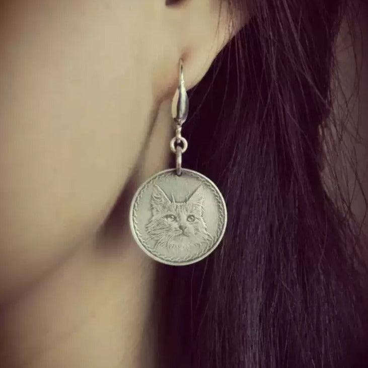 Custom Memorial Engraved Coin Earrings - Customised with Photos - Petomise NZ