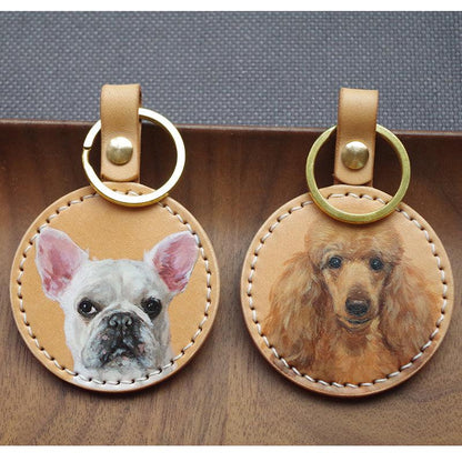 Carved & Painted Leather Keychain - Customised with Photos - Petomise NZ