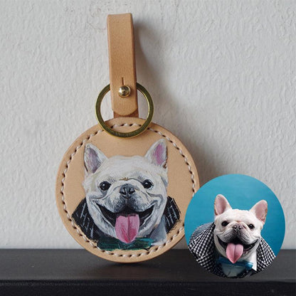 Carved & Painted Leather Keychain - Customised with Photos - Petomise NZ