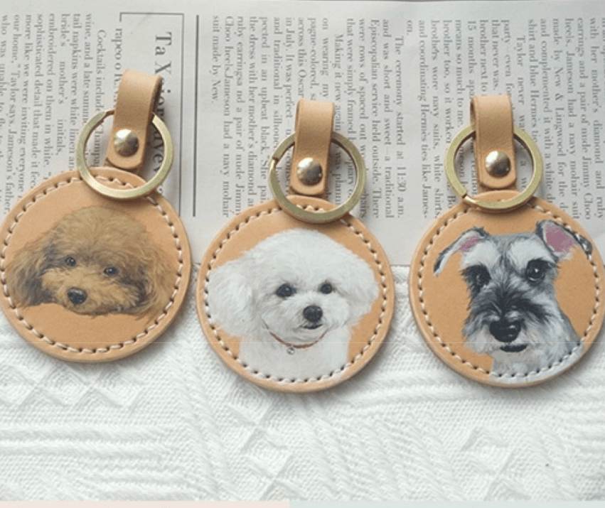 Carved & Painted Leather Keychain - Customised with Photos - Petomise NZ