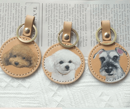 Carved & Painted Leather Keychain - Customised with Photos - Petomise NZ