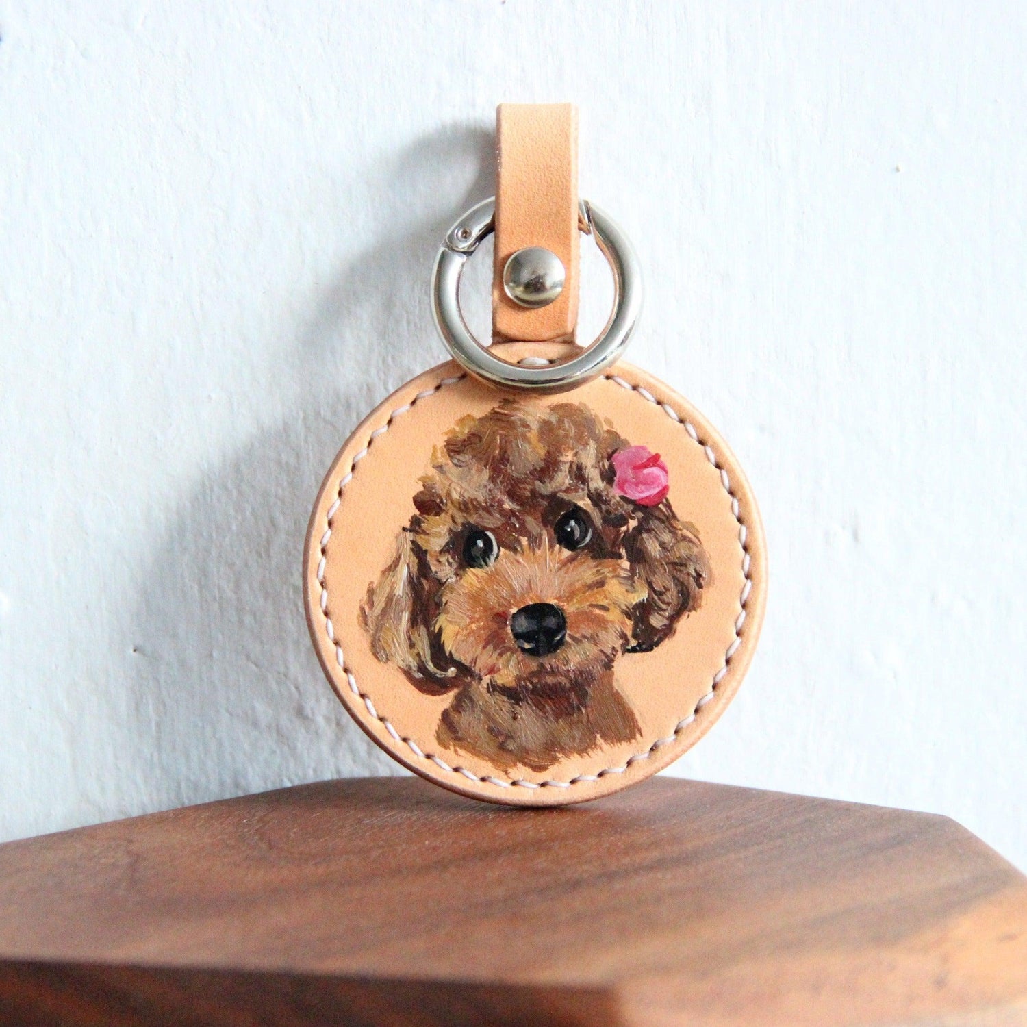 Carved & Painted Leather Keychain - Customised with Photos - Petomise NZ