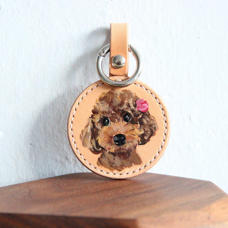 Carved & Painted Leather Keychain - Customised with Photos - Petomise NZ