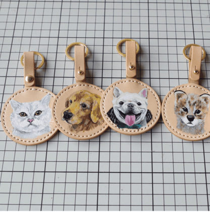 Carved & Painted Leather Keychain - Customised with Photos - Petomise NZ