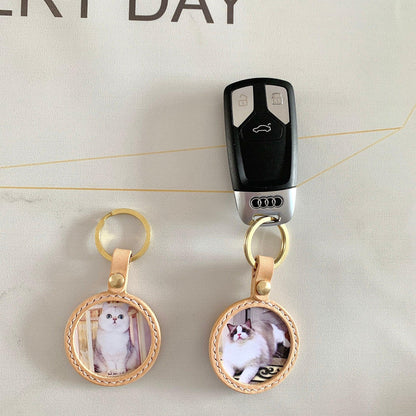 Personalised Photo Leather Keyring - Petomise NZ