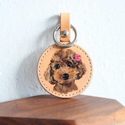 Carved & Painted Leather Keychain - Customised with Photos - Petomise NZ