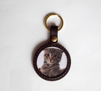 Personalised Photo Leather Keyring - Petomise NZ