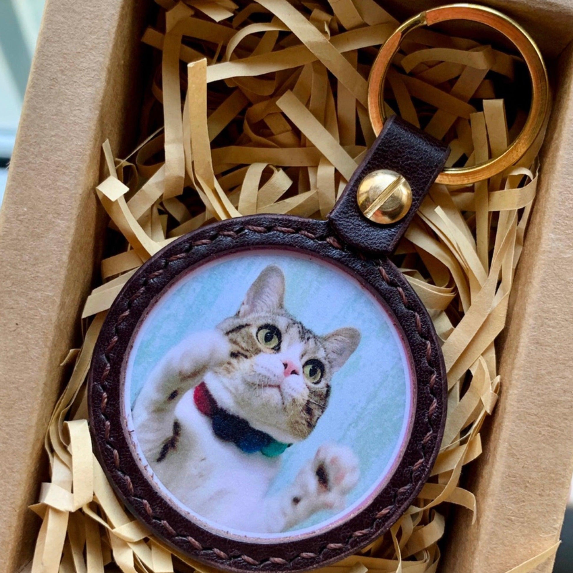 Personalised Photo Leather Keyring - Petomise NZ