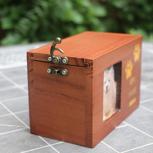 Custom Engraved Wooden Pet Ashes Box With Photo Frame - Petomise NZ