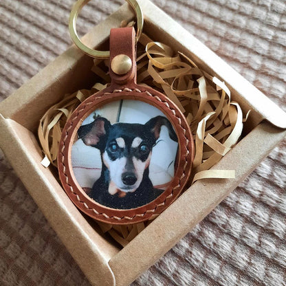 Personalised Photo Leather Keyring - Petomise NZ