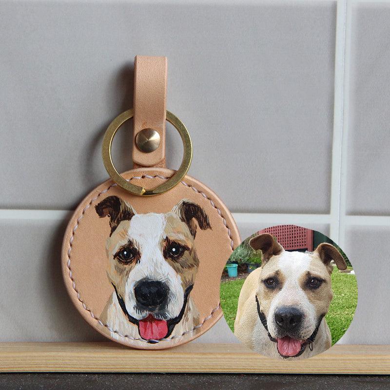Carved & Painted Leather Keychain - Customised with Photos - Petomise NZ