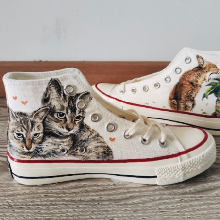 Couple matching painted shoes