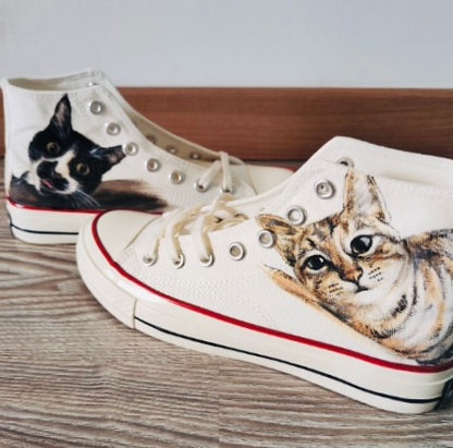 Couple matching painted shoes