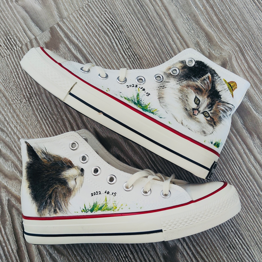 Hand Painted Canvas High Top Sneakers - Custom with Photos