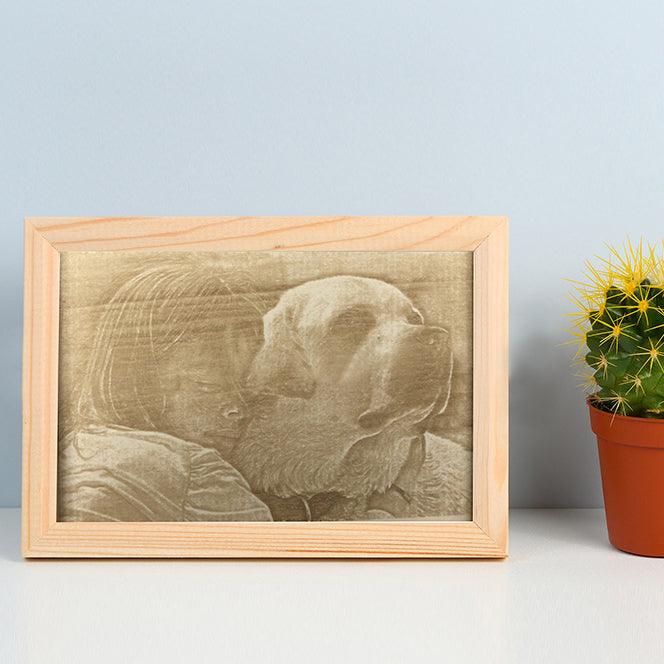 Custom Engraved Wood Pet Portrait - Custom with Photos - Petomise NZ